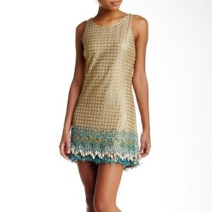 Calypso St Barth Golden Hand Beaded Raytan Dress